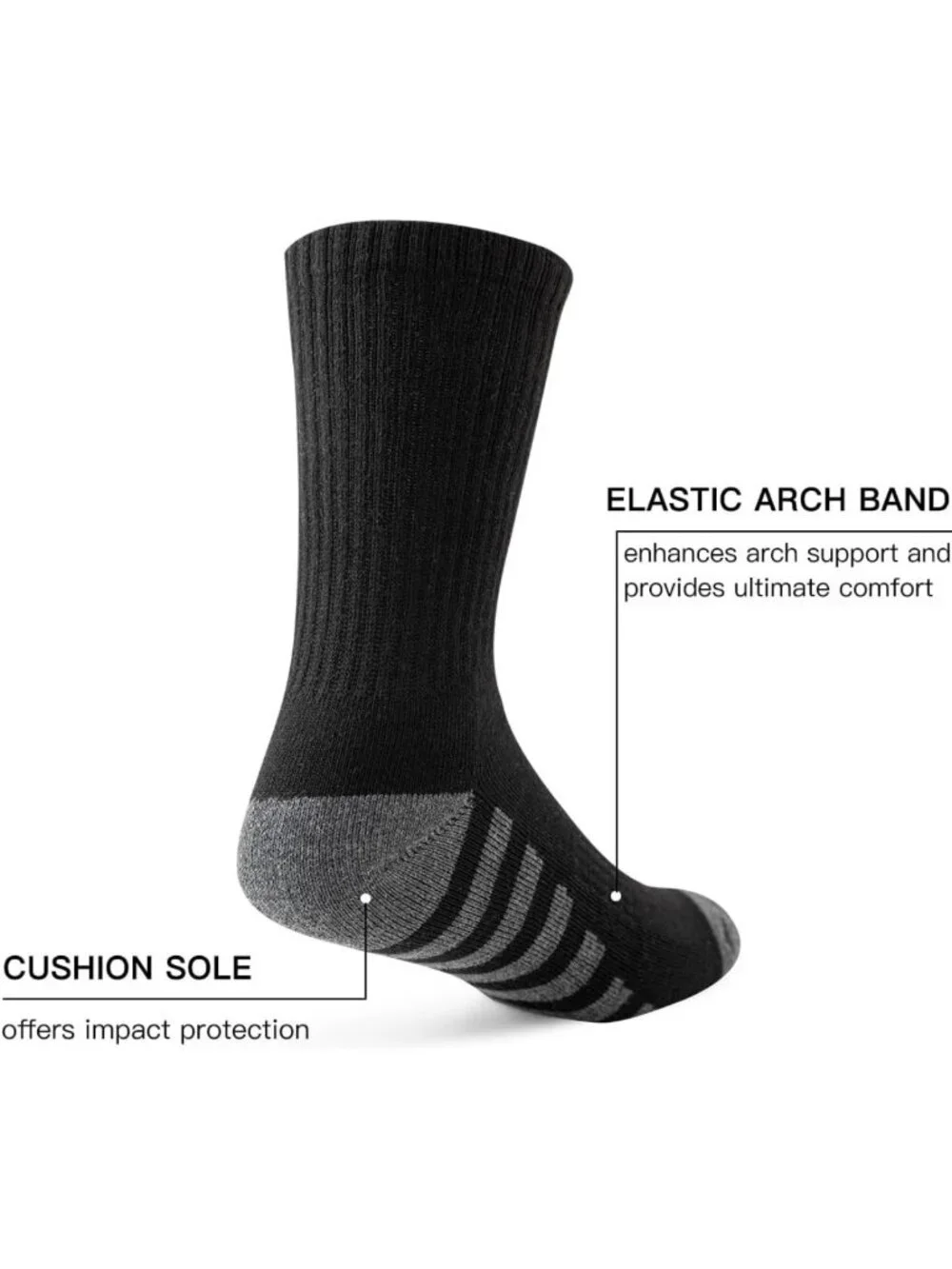 8 Pairs Men's Crew Cushion Socks - Breathable Athletic Running & Workout Socks